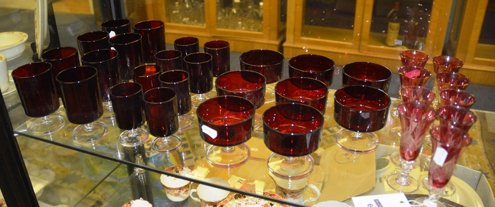 A quantity of Cranberry glass (33)