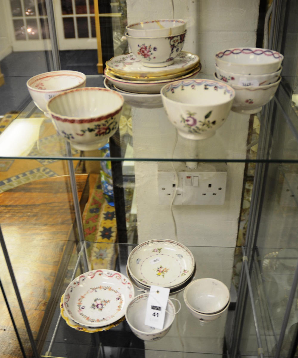 A quantity of 19th century famille rose tea bowls and saucers etc (18)