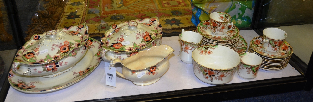 A Sutherland part teaset, including Cambridge sauceboat, two tureens with covers, and plate by