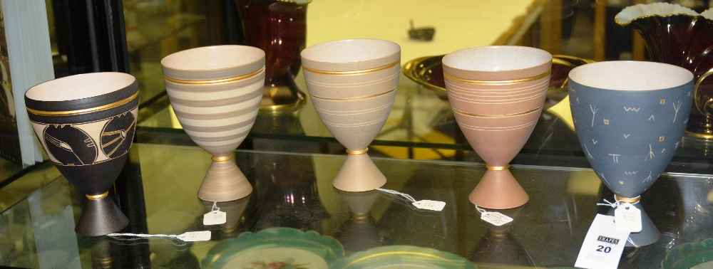 Five contemporary German Studio Pottery goblets (5)