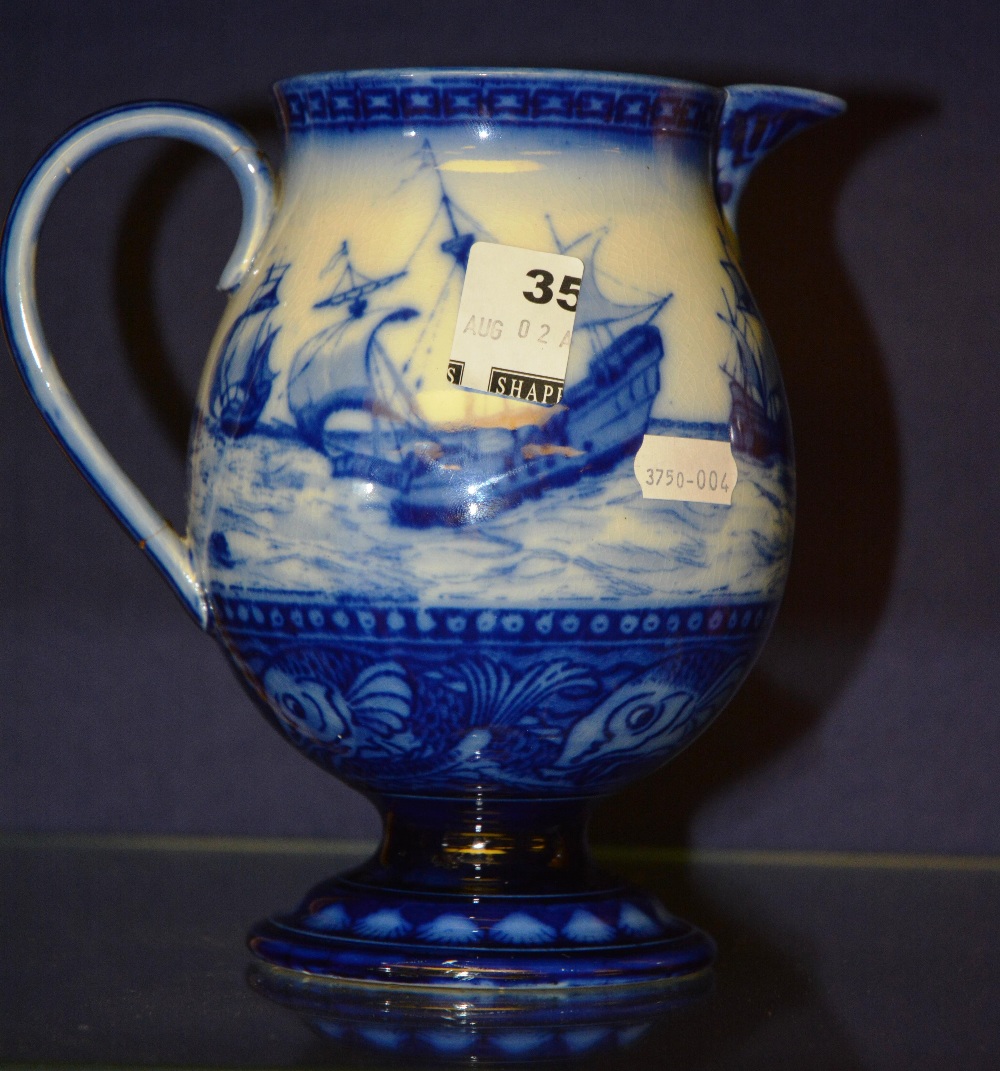 A Royal Doulton jug depicting galleon ship and fish, 18cm high