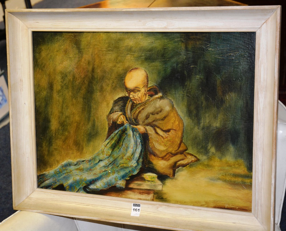 Unknown Artist
'Old Chinese tailor'
Oil on canvas, indistinctly signed bottom right, 40 x 55cm