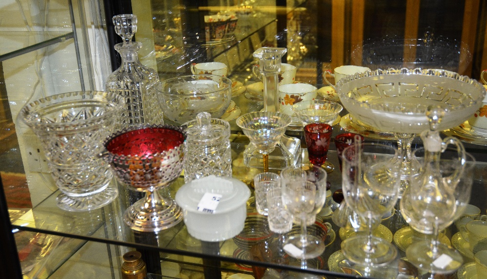 A collection of cut glass and crystal items including decanter, vases and glassware (21)