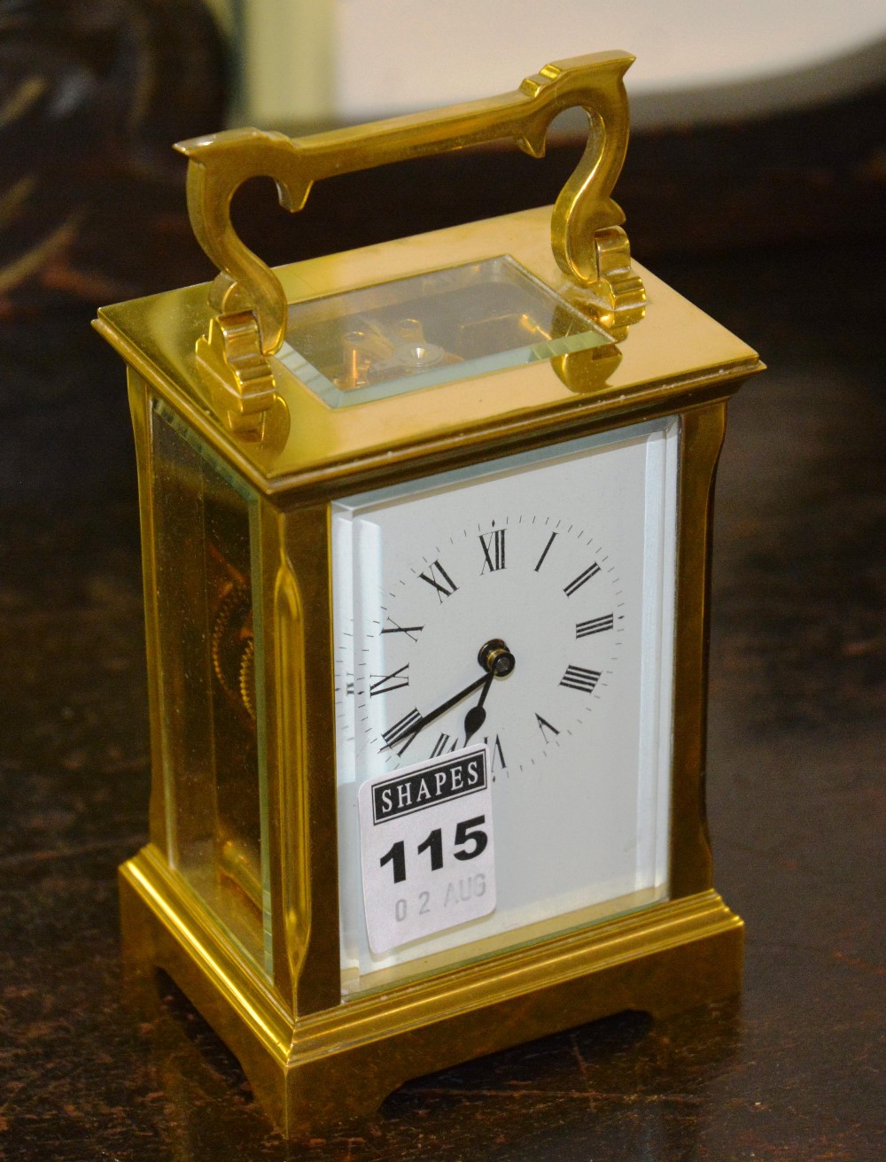 Brass portable carriage clock, 11.5cm high