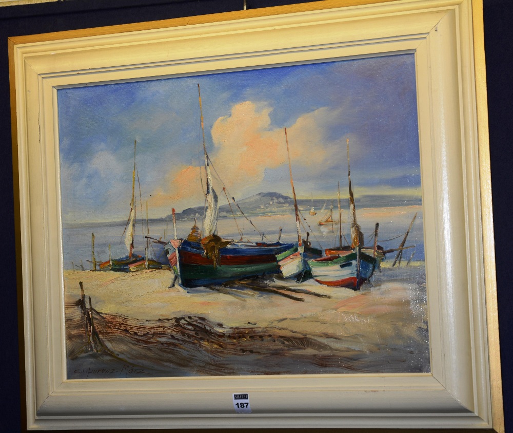 Marz
'Riviera Boats'
Oil on canvas, signed bottom left, 40 x 50cm