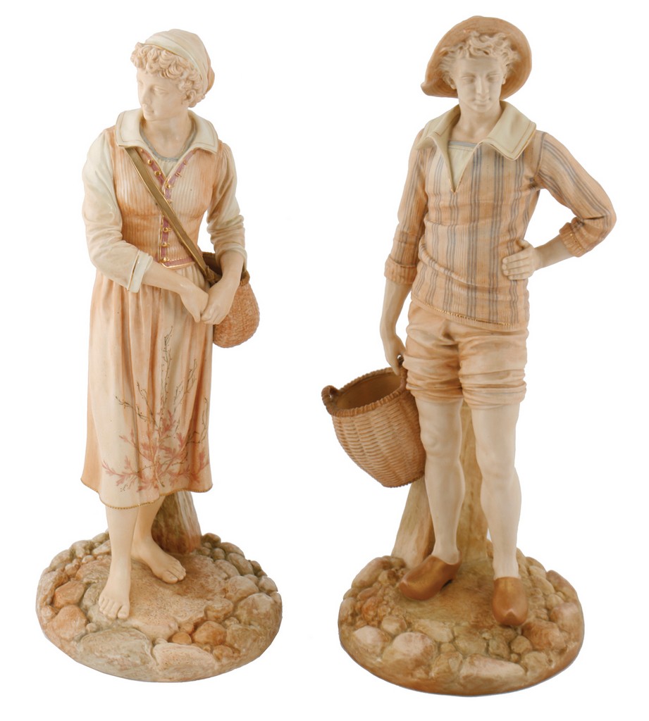 Pair of large nineteenth-century Hadley Worcester figures  Each 36 cm. high