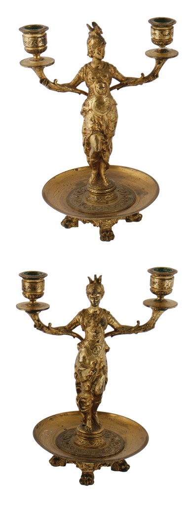 Pair of nineteenth-century French ormolu figural candelabra  Each 28 cm. high