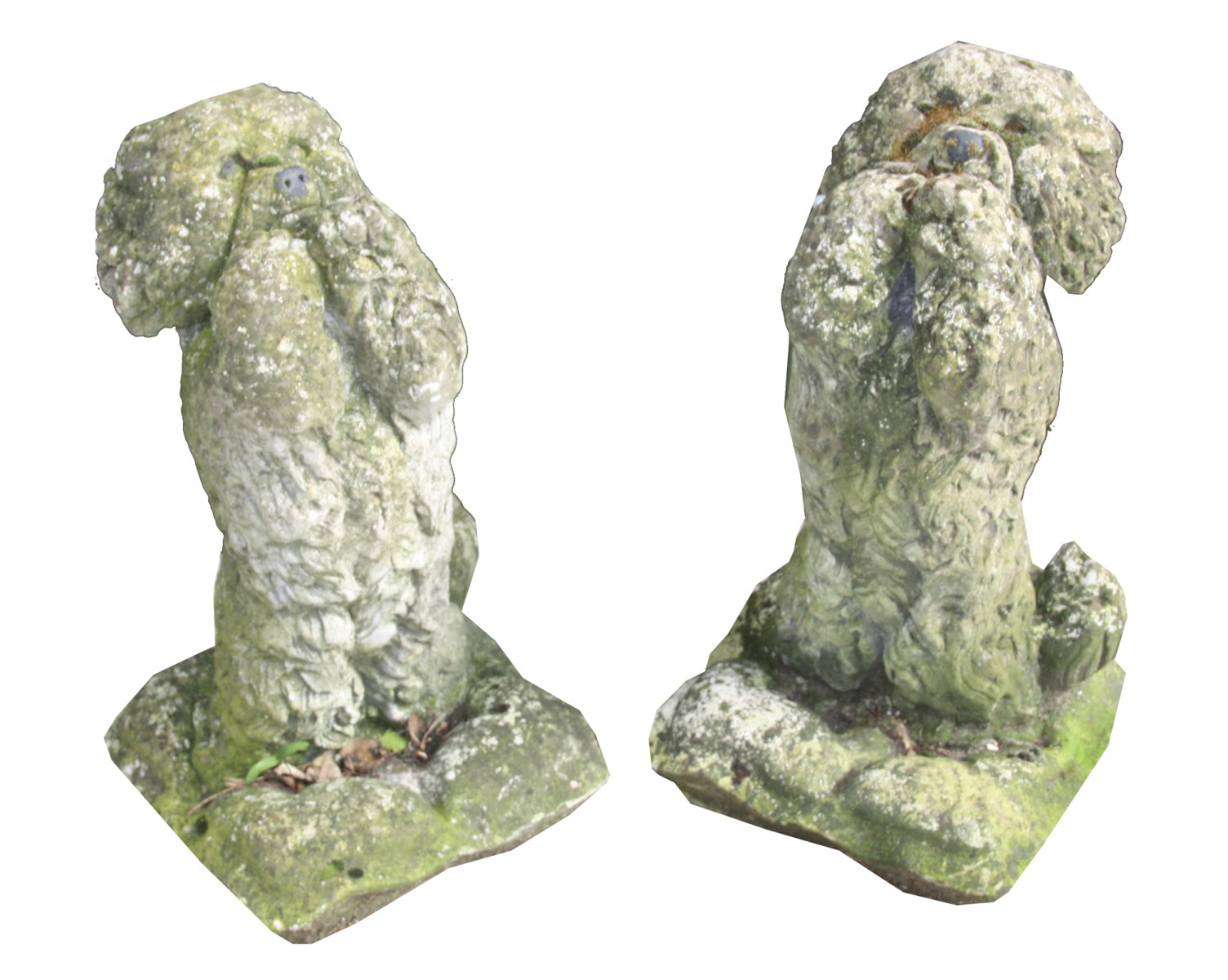 Pair reconstituted stone poodles 40 cm. high