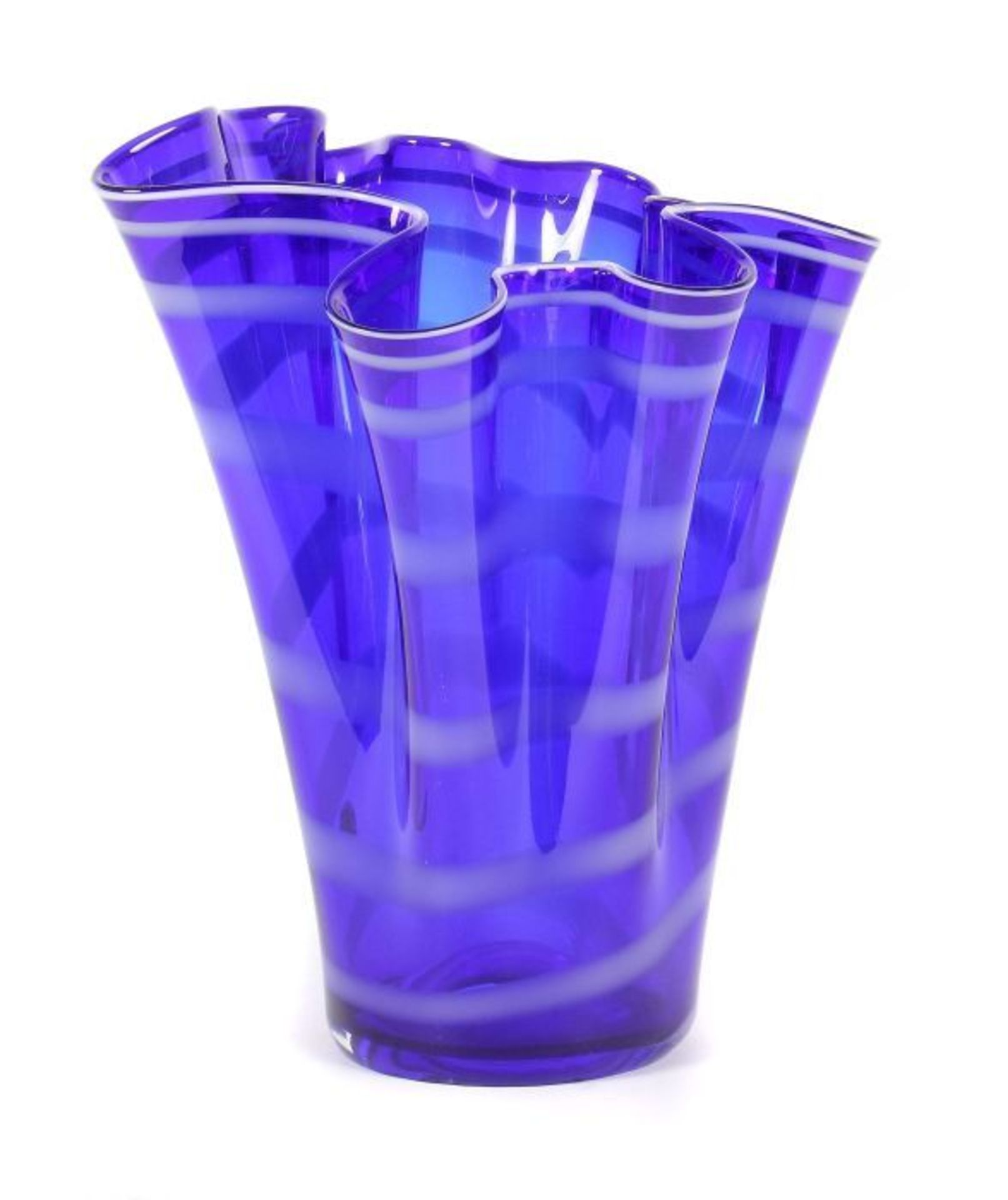 Fazzoletto Vase S.V.C.C. Vetri D'Arte, Murano, 1970er Jahre, blau eingefärbtes Glas, aufsteigend