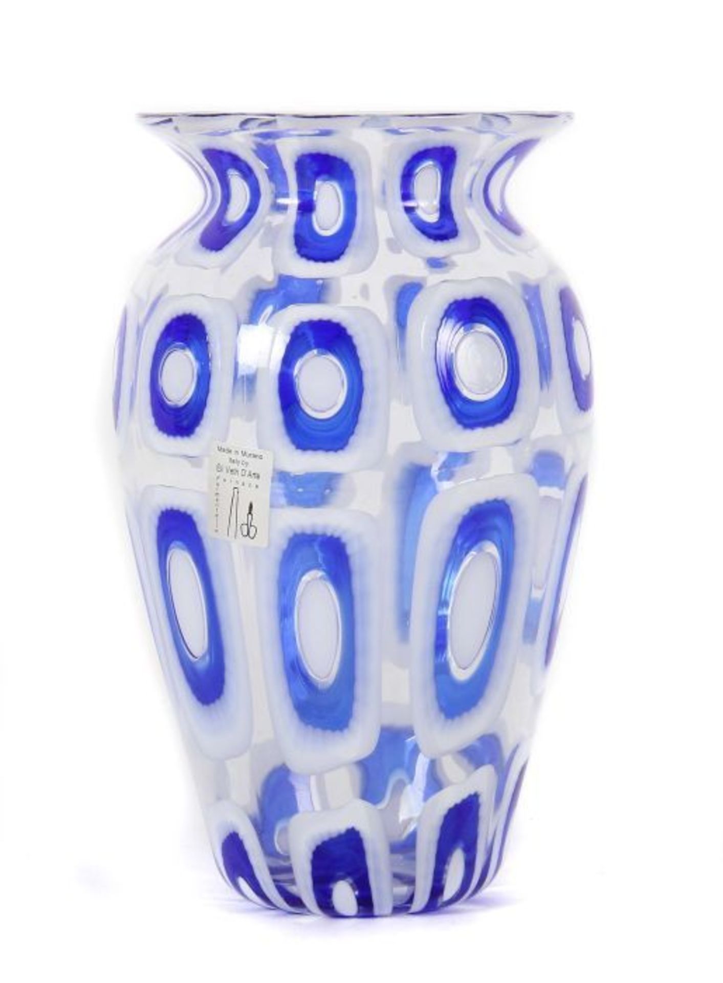 Vase Fornace Formentello, Murano, Eli Vetri D'Arte, Ende 20. Jh., farbloses Glas, mundgeblasen,