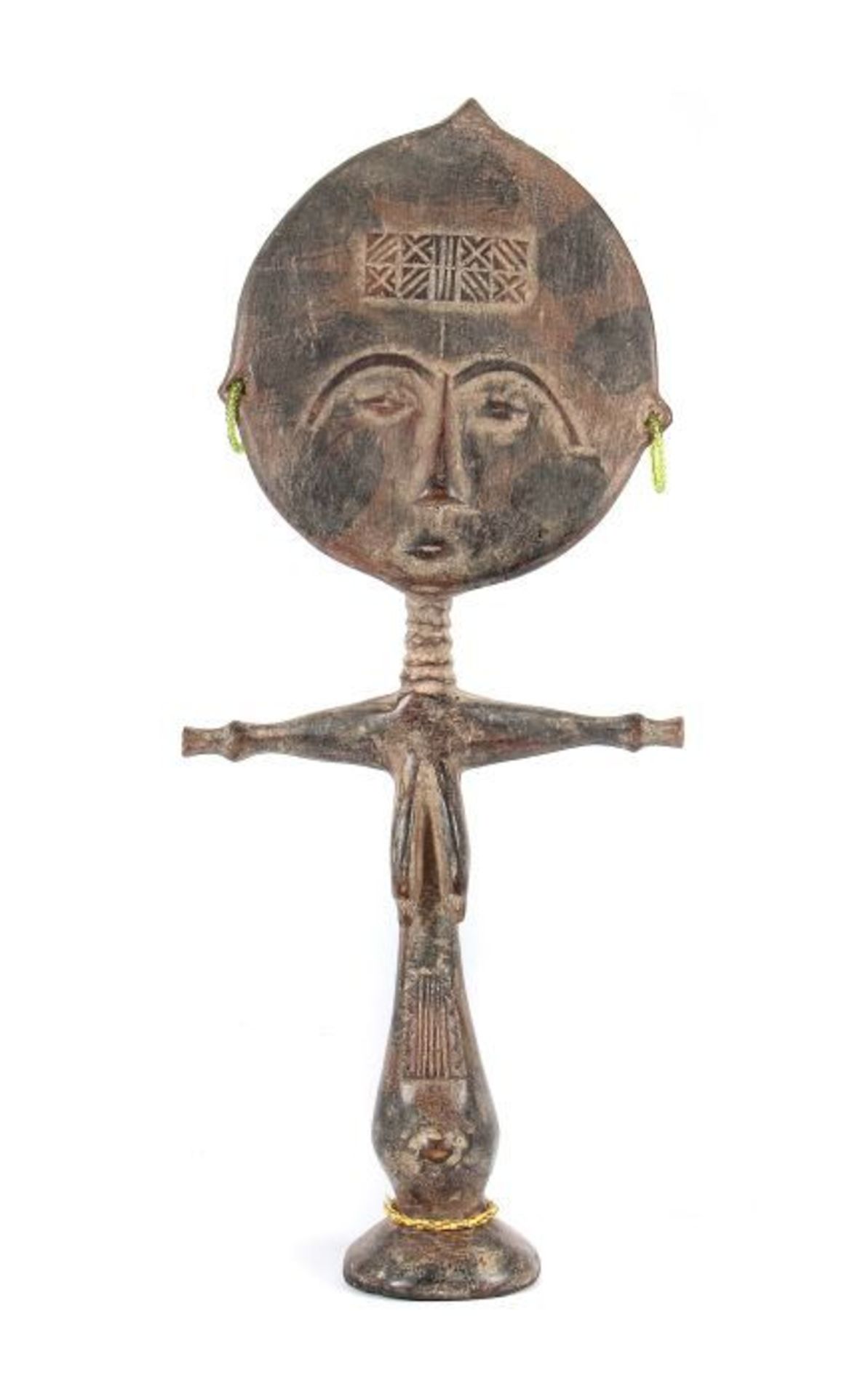 Figur "akua ba" Ghana, Stamm der Ashanti, Holz geschnitzt, farbig gefasst, part. geschlämmt, aus