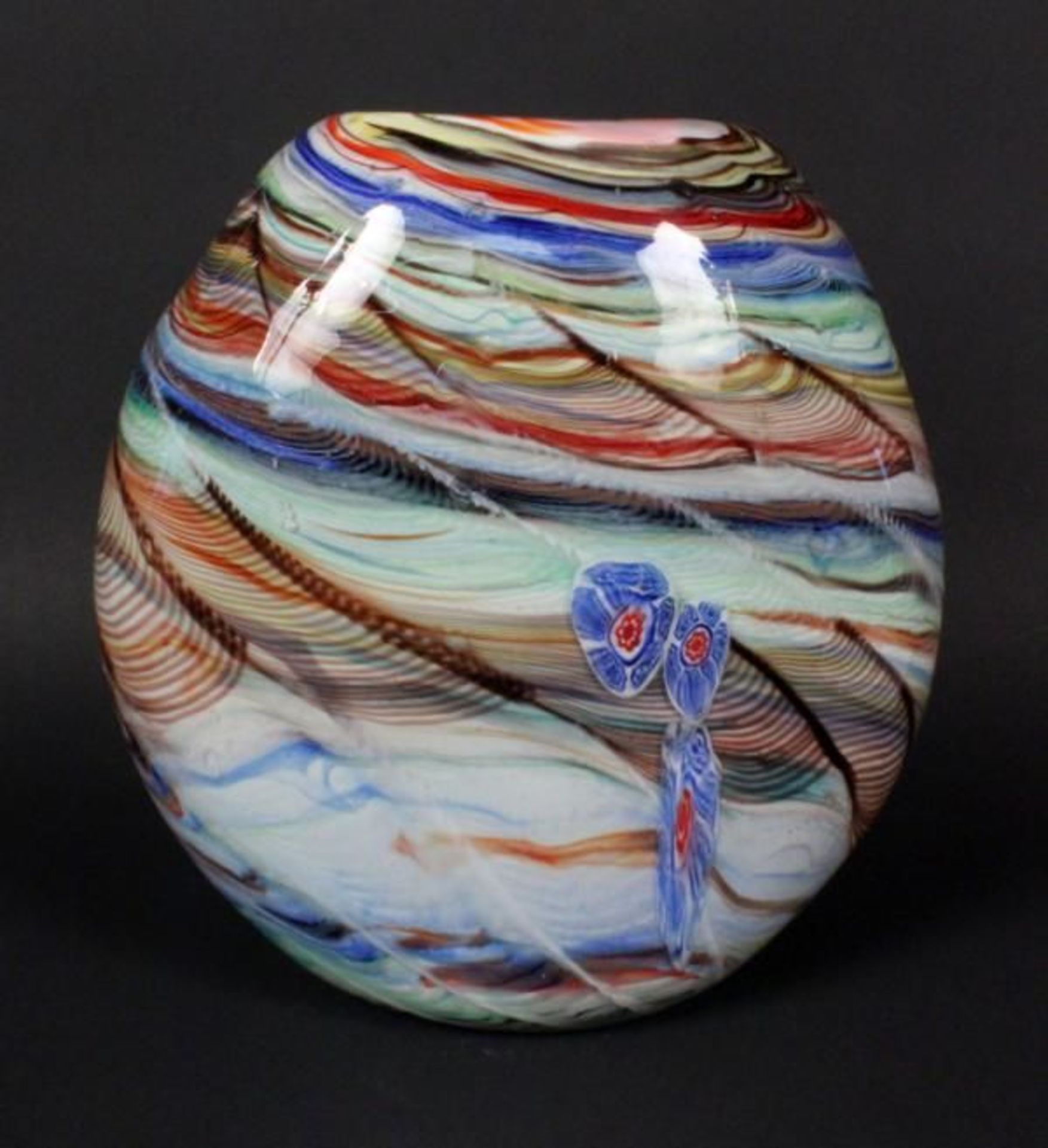 A MURANO VASE Colourless glass with coloured decoration, height 30cm.    Starting price: 50