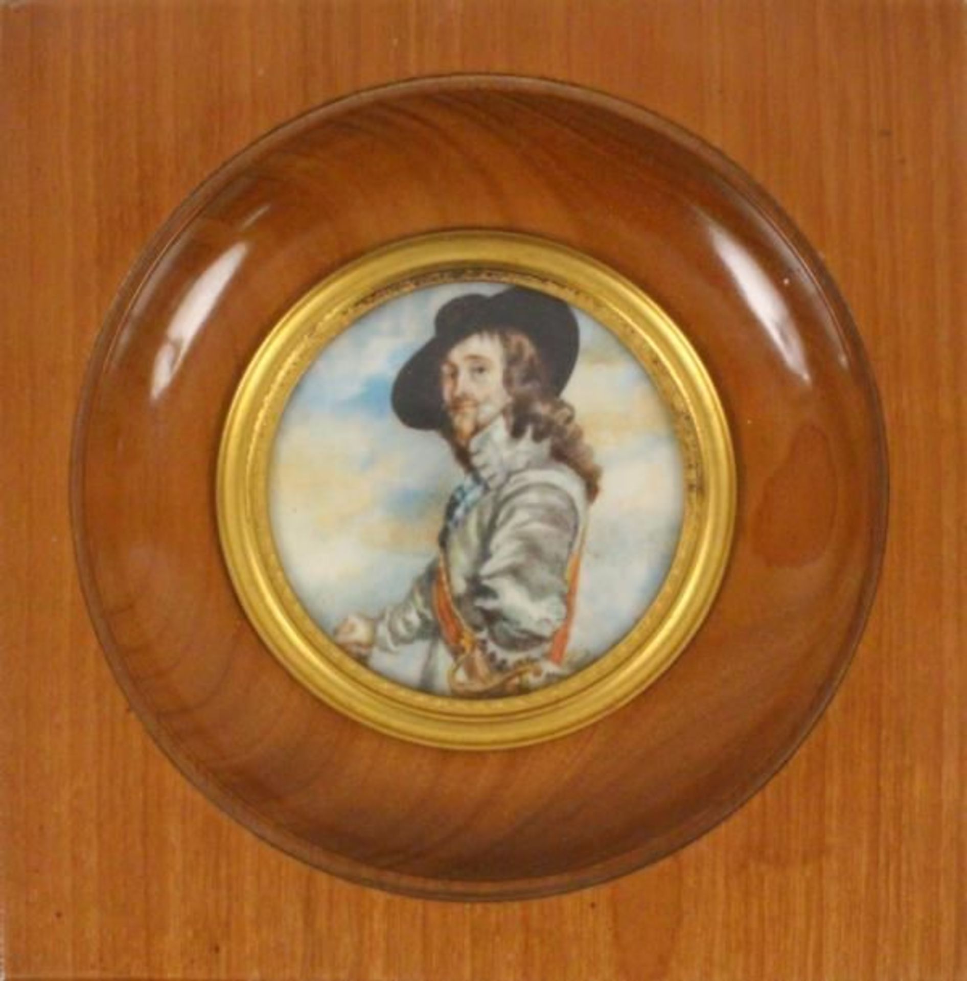 A MINIATURE A portrait of a noble French man of the 17th century, colourful painted on ivory,