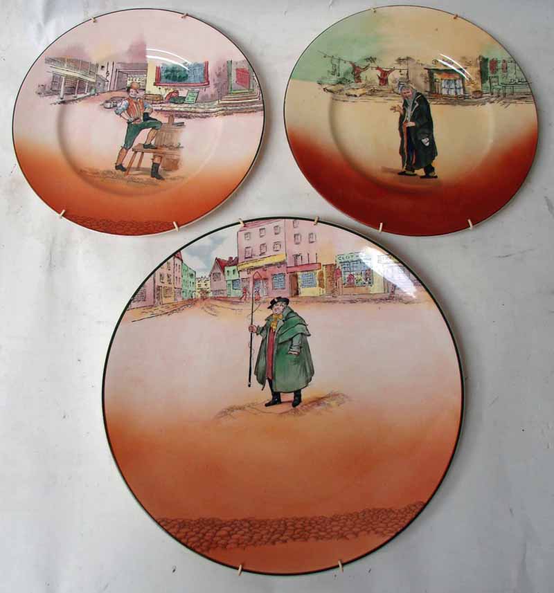 A set of eight Royal Doulton seriesware Dickens plates with depictions of Cap`n Cuttle; Fat Boy;