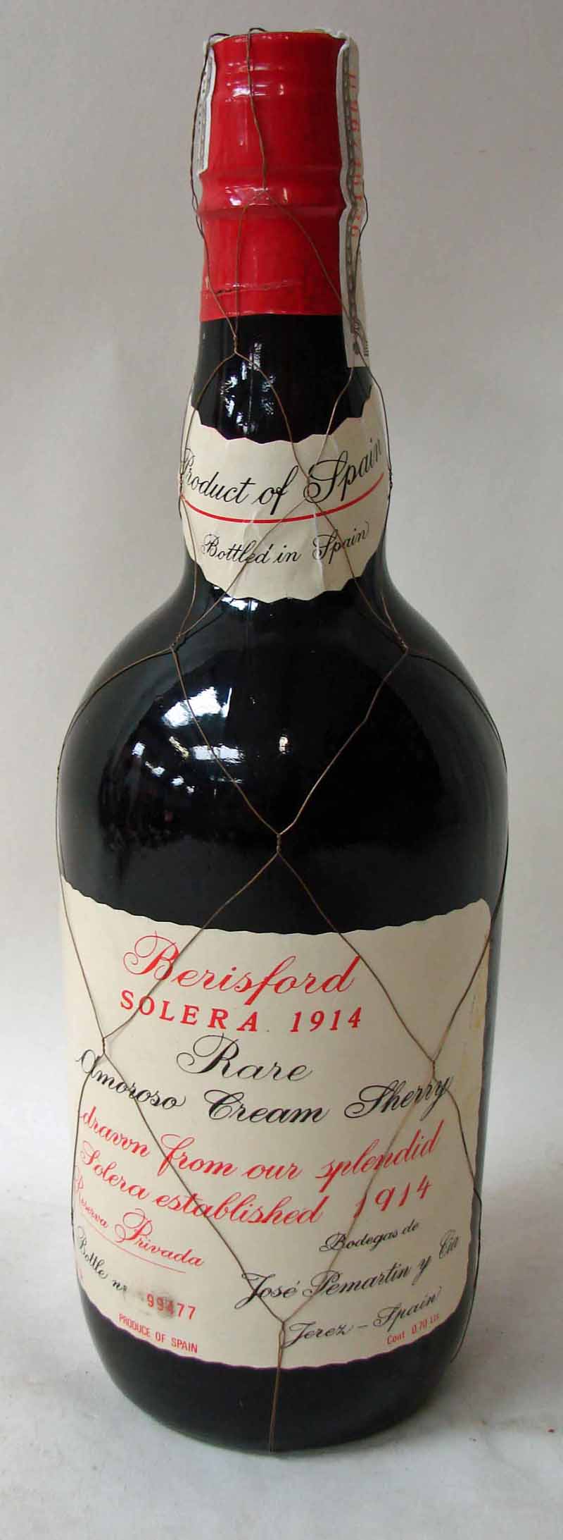 Berisford Solera 1914, Rare Amoroso Cream Sherry, Bottle No 99477, shipped by Capital Wine and