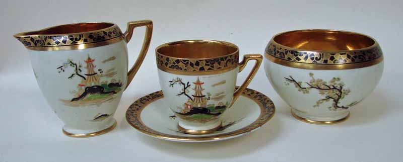 A Wiltshaw and Robinson Carlton fourteen-piece coffee service decorated in a Pagoda pattern number