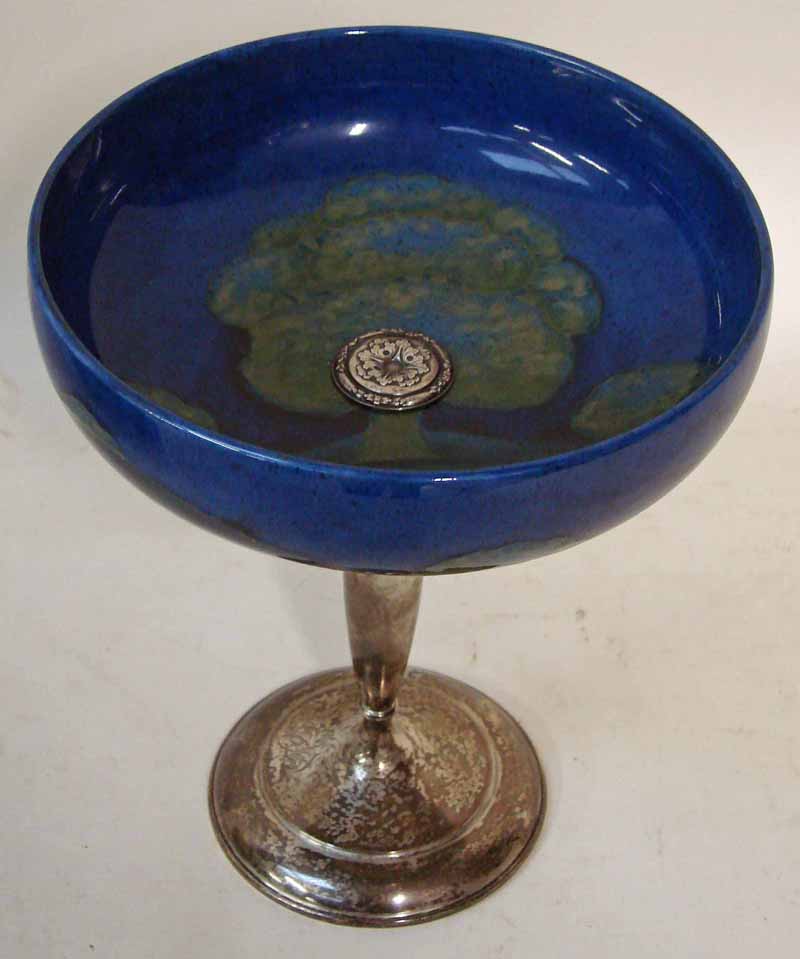 Moonlit Blue, William Moorcroft pottery bowl of U shape circular form with reeded foot, later