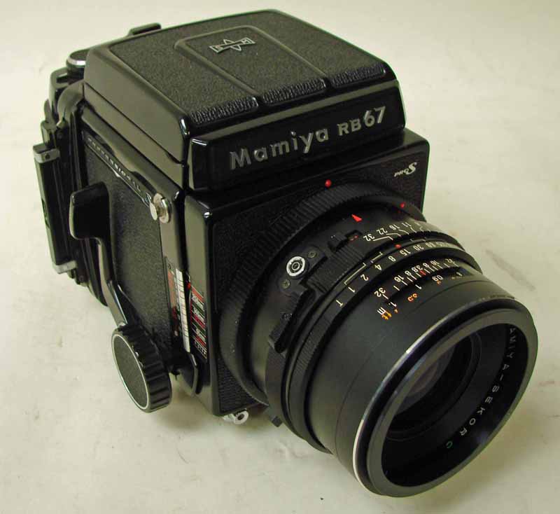 A Mamiya RB67 Professional S Camera, No. C560984 with Mamiya Sekor C 1:3.8 90mm lens one film back