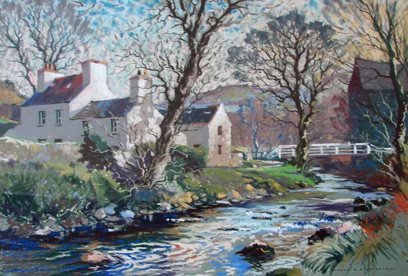 John H Nicholson (20th century) The River near St Johns Isle of Man, signed pastel 42cm by 60cm