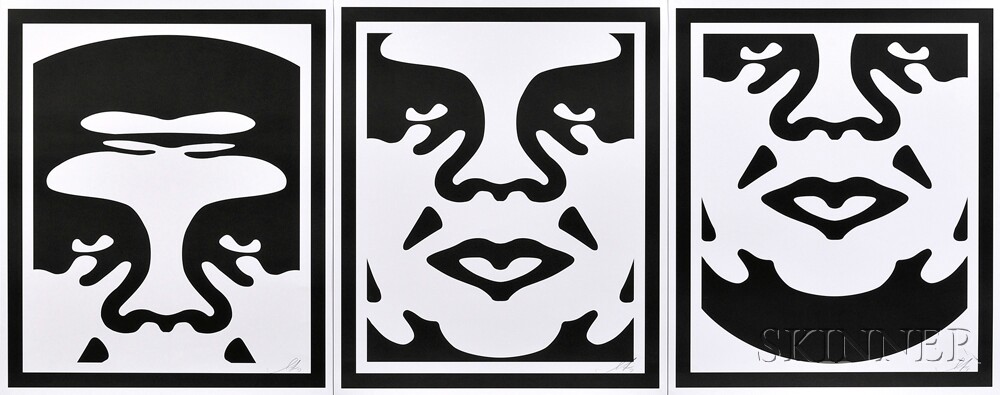 Shepard Fairey (American, b. 1970)Andre the Giant Triptych, 2013.  Each initialed and dated ""SF