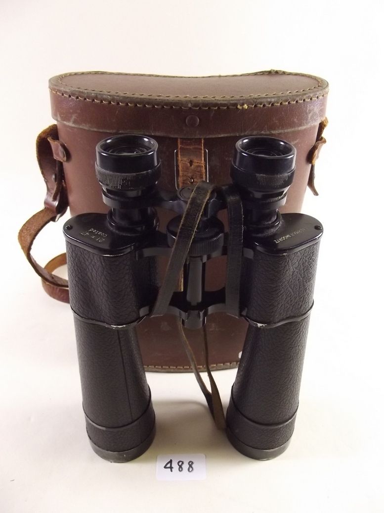 A pair of Lieberman & Gortz binoculars in case