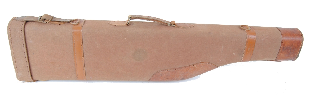 Canvas and leather brown leg o mutton gun case