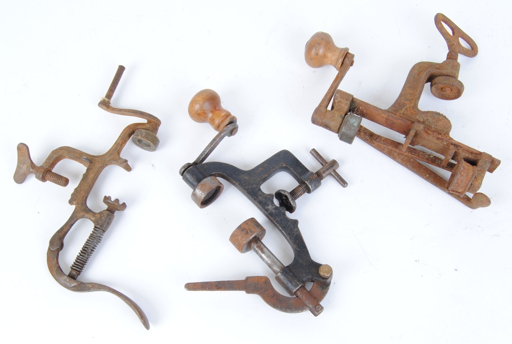 Three various French roll turnover tools