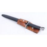 Swiss Army M57, bayonet with composite ring turned grips, metal scabbard with leather frog