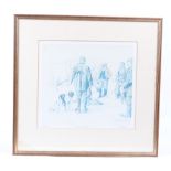 Framed and glazed coloured print: Well gentlemen......, Ltd Ed 234/500, signed by Ros Goody