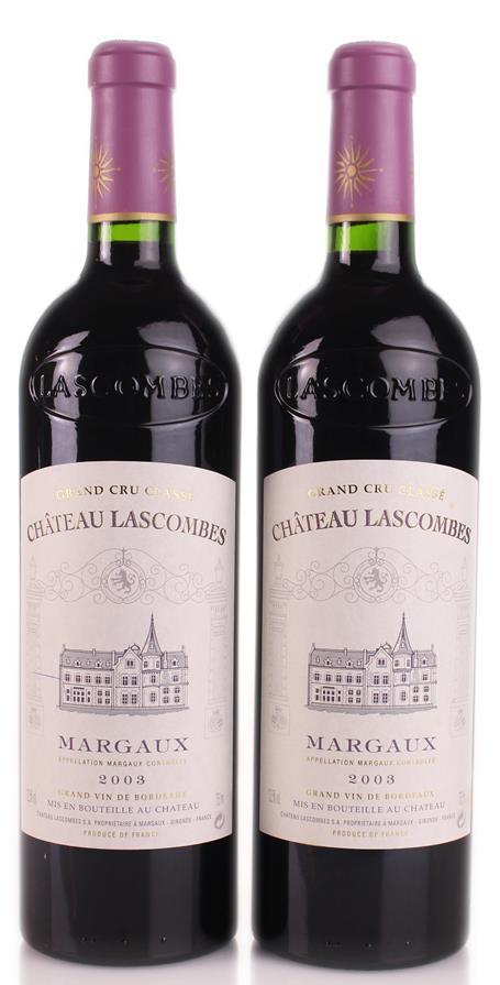 Chateau Lascombes 2003 Margaux. Second Growth. Perfect fill level (HF). Good label. 2 bottles (