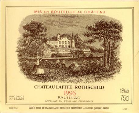 Chateau Lafite Rothschild 1996 Pauillac. First Growth. Pristine condition. 1 bottle (75cl).  Very