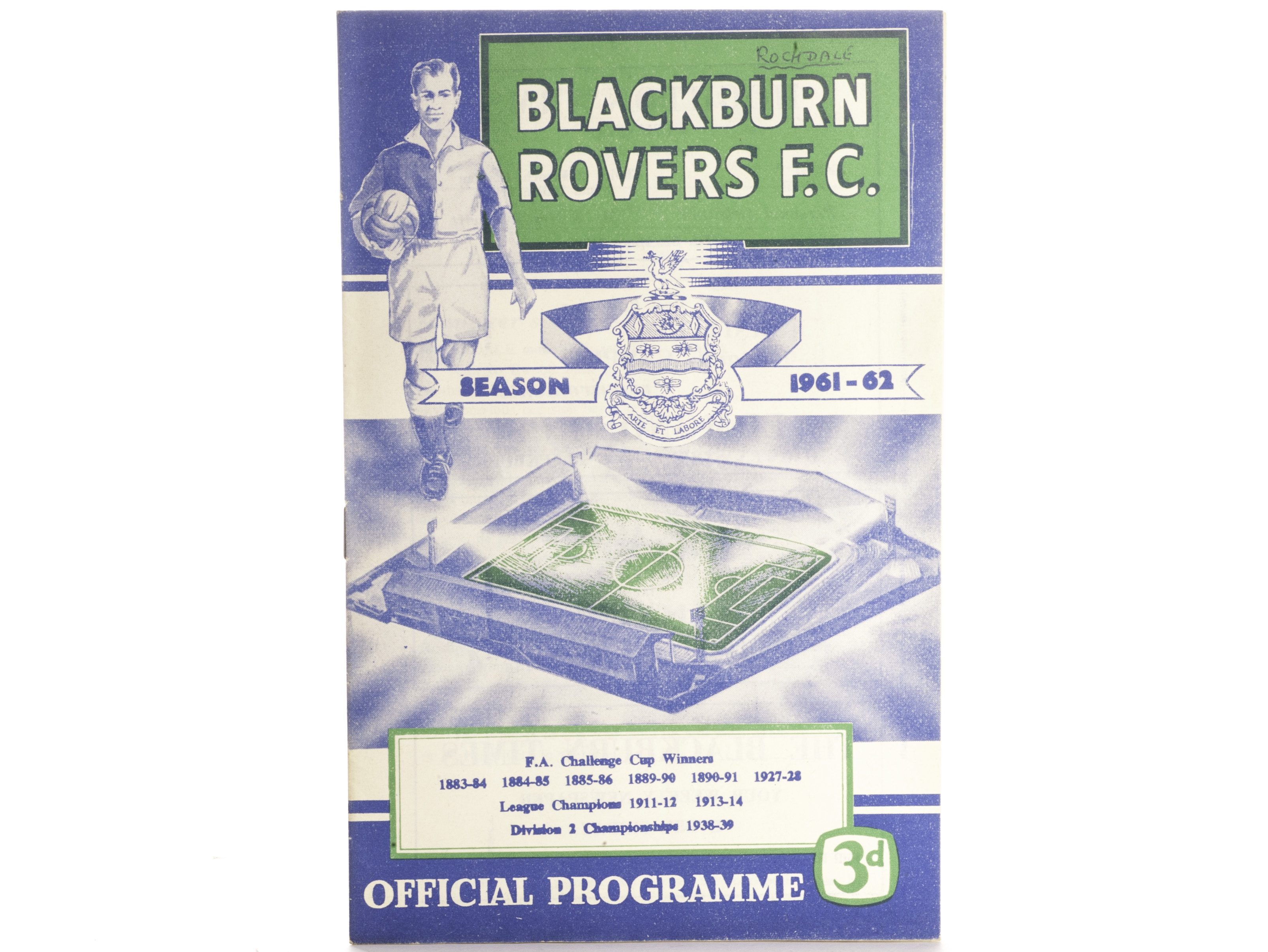 Football programme Blackburn Rvrs v Rochdale, 2 April 1962, Football League Cup semi-final 2nd