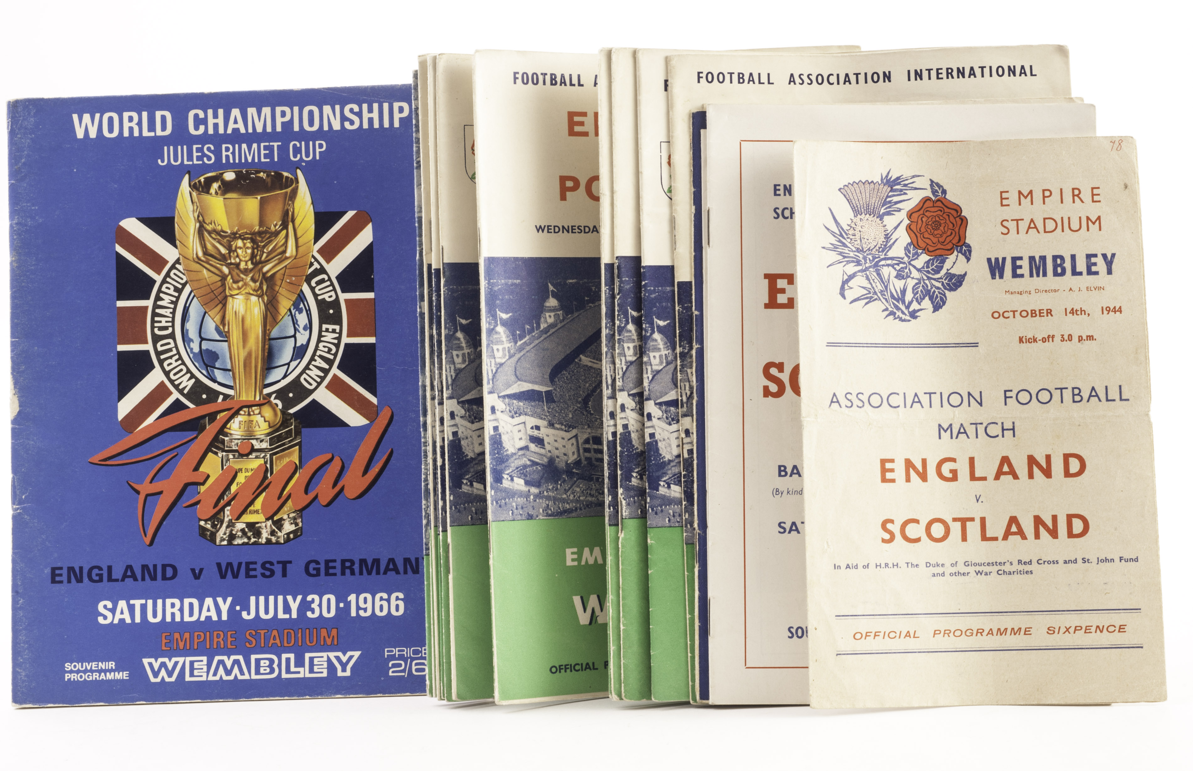 Football programmes England Internationals, selection 1950`s onwards, including World Cup Final