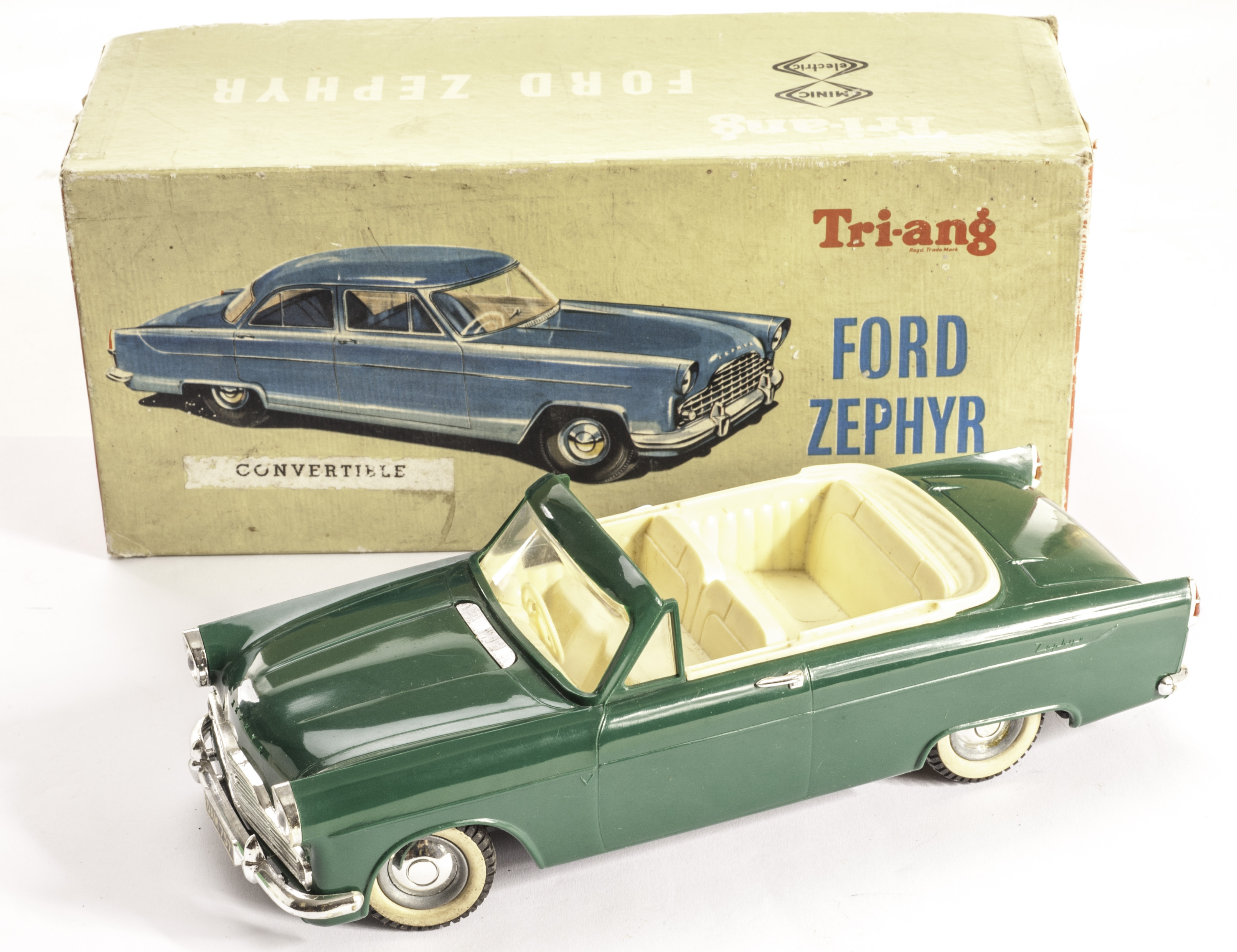 A Tri-ang Minic Electric 1/20 Ford Zephyr Convertible, large scale battery operated plastic model