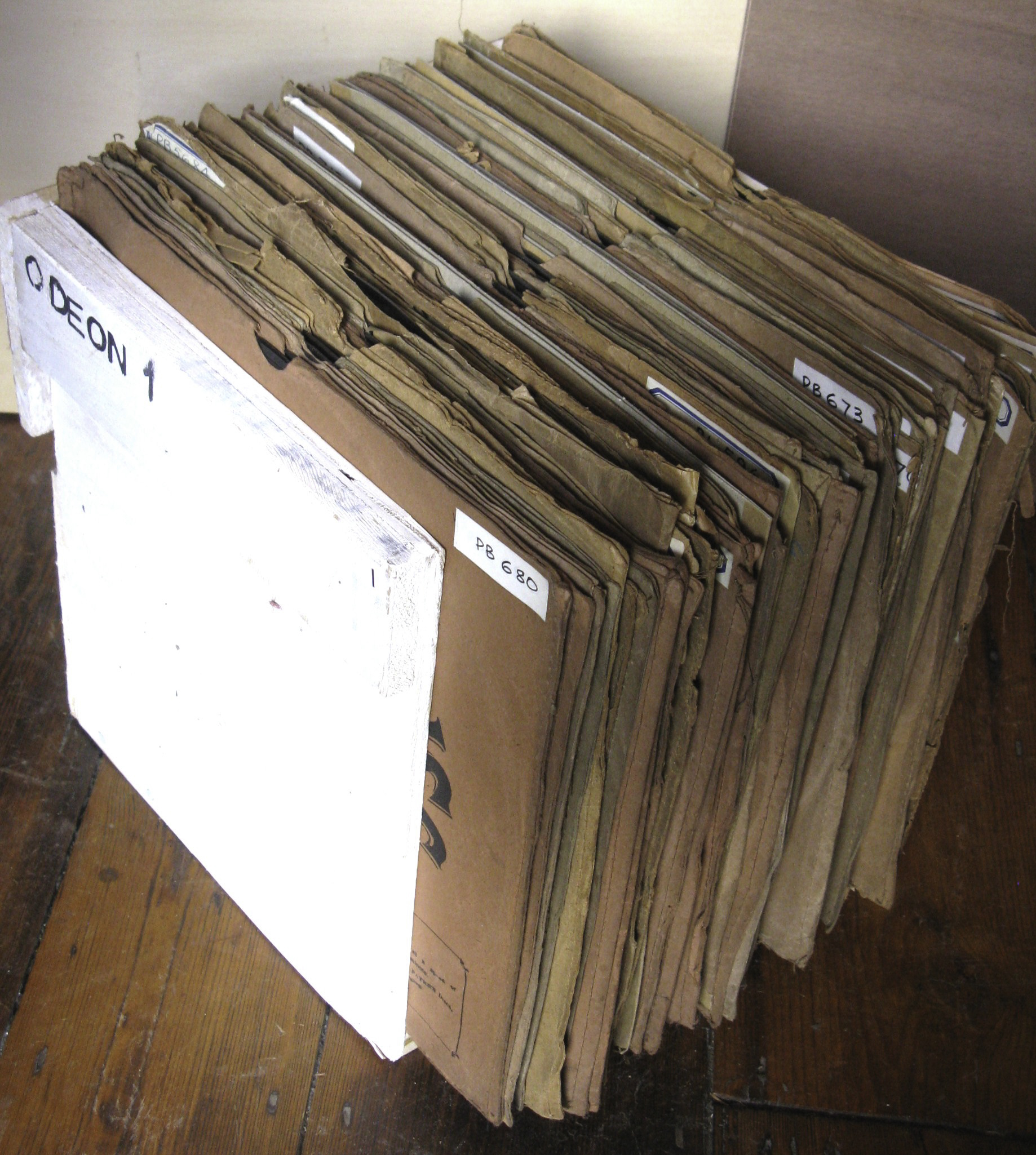 Pathé records, 11¾-inch, centre-start: seventy, mainly band and orchestral, in rack `Odeon 1`