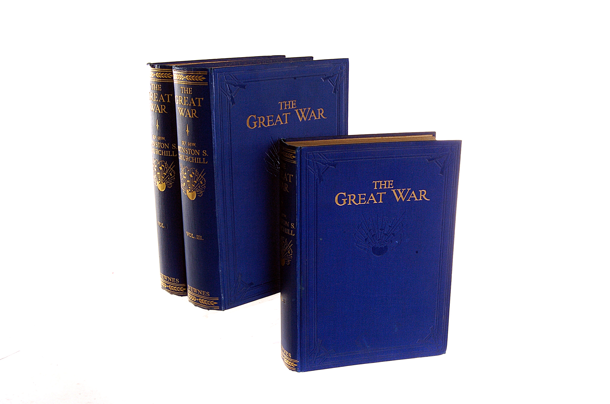 Books: Three volumes, First Edition `The Great War` by Winston S Churchil, fully illustrated with