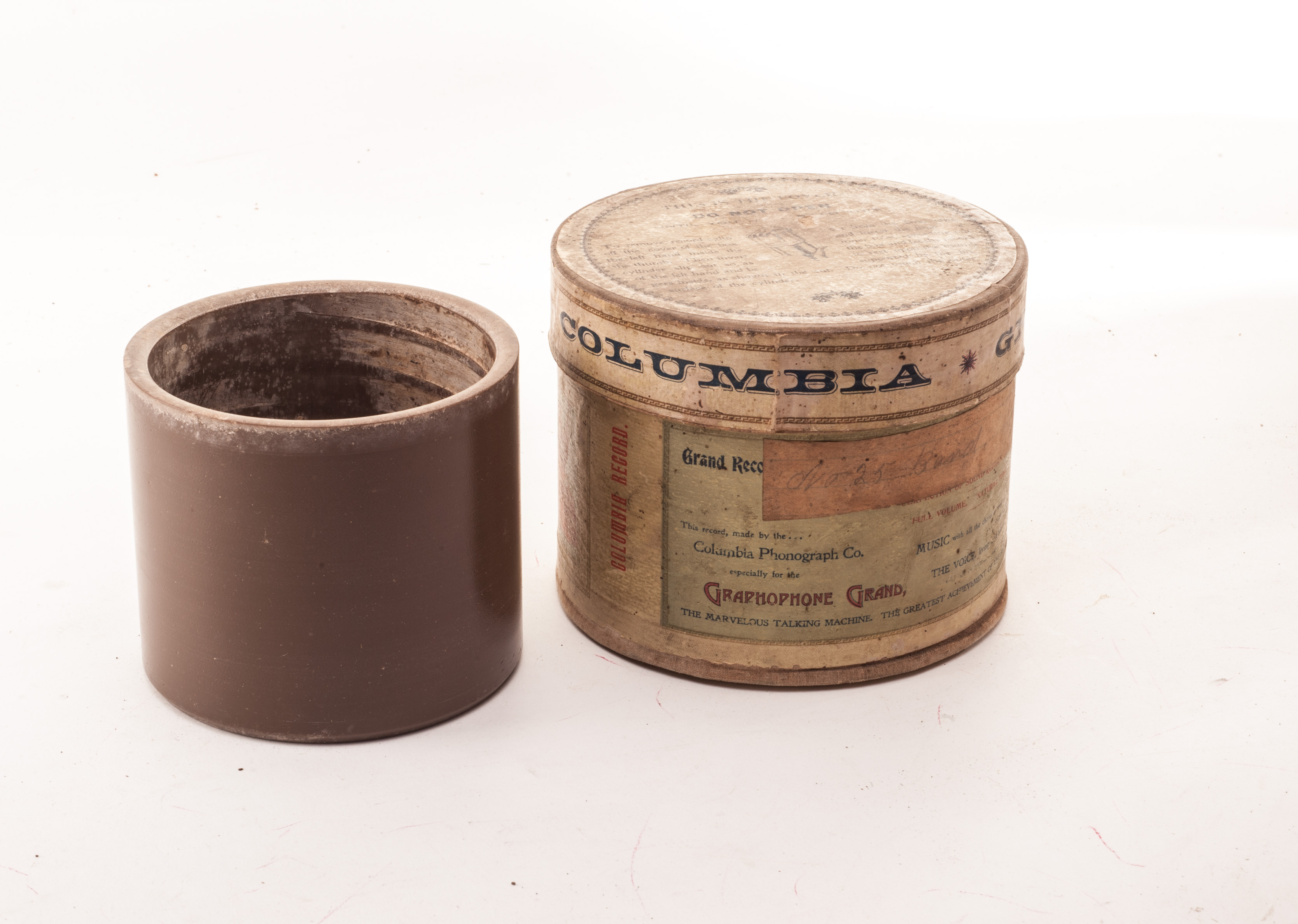 Concert cylinder: Columbia No. 25, band (mildew on end, not on grooves), in carton