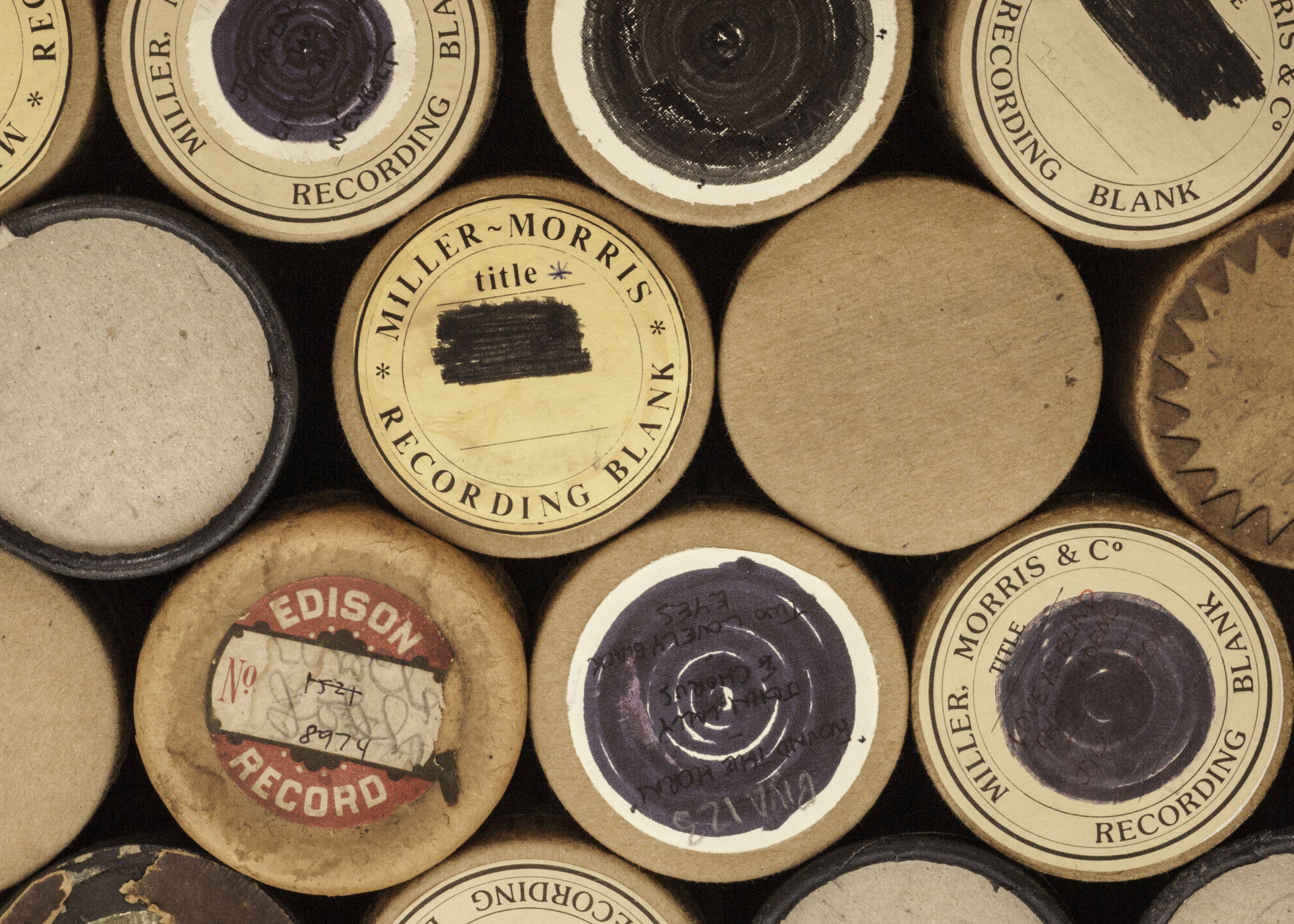 Brown wax cylinders: thirteen, amateur and commercial, including a mildew-free Columbia c. 1895 (