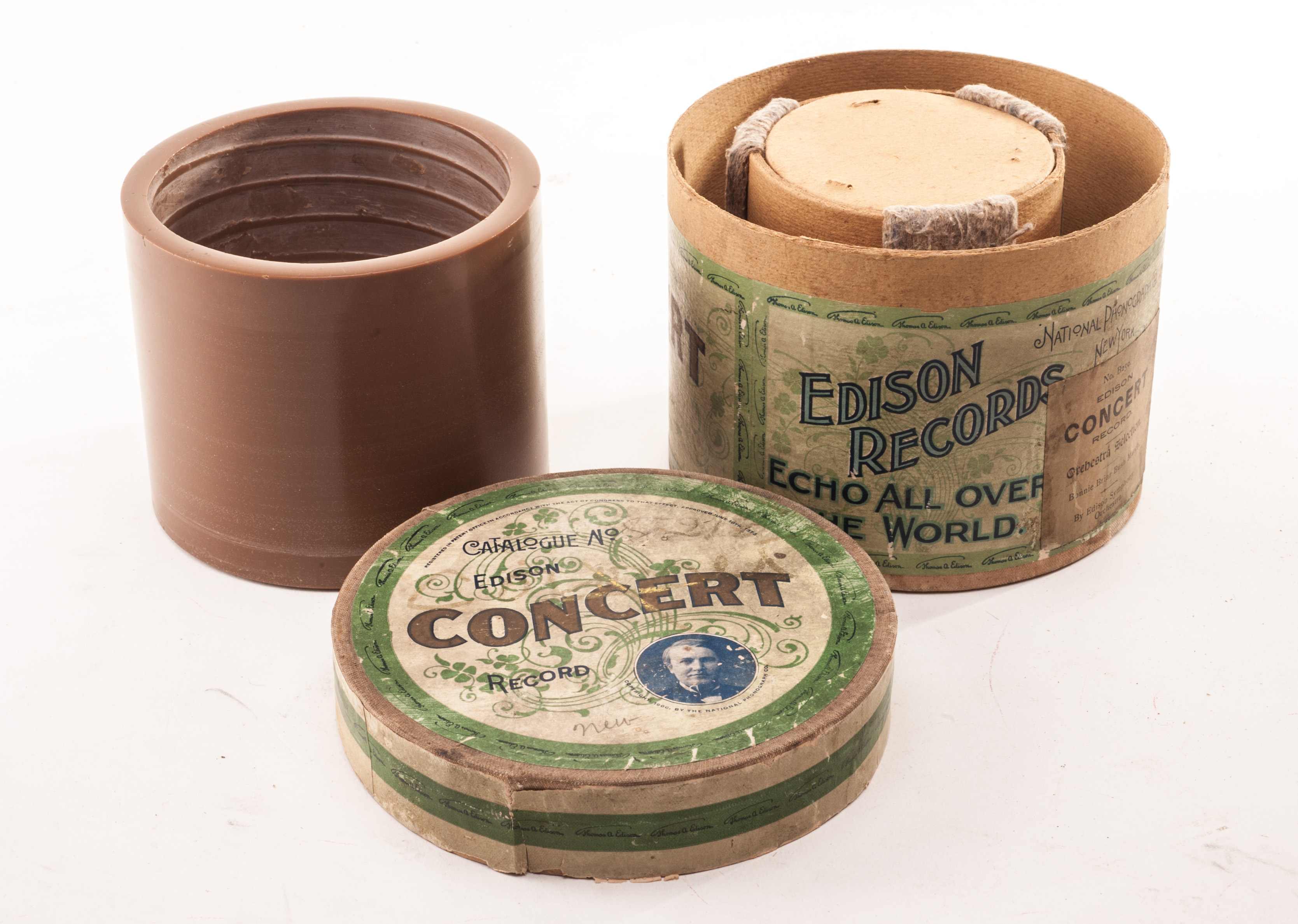 Concert cylinder: Edison B250, Bonnie Briar Bush March (no mildew, wear at start), in carton with