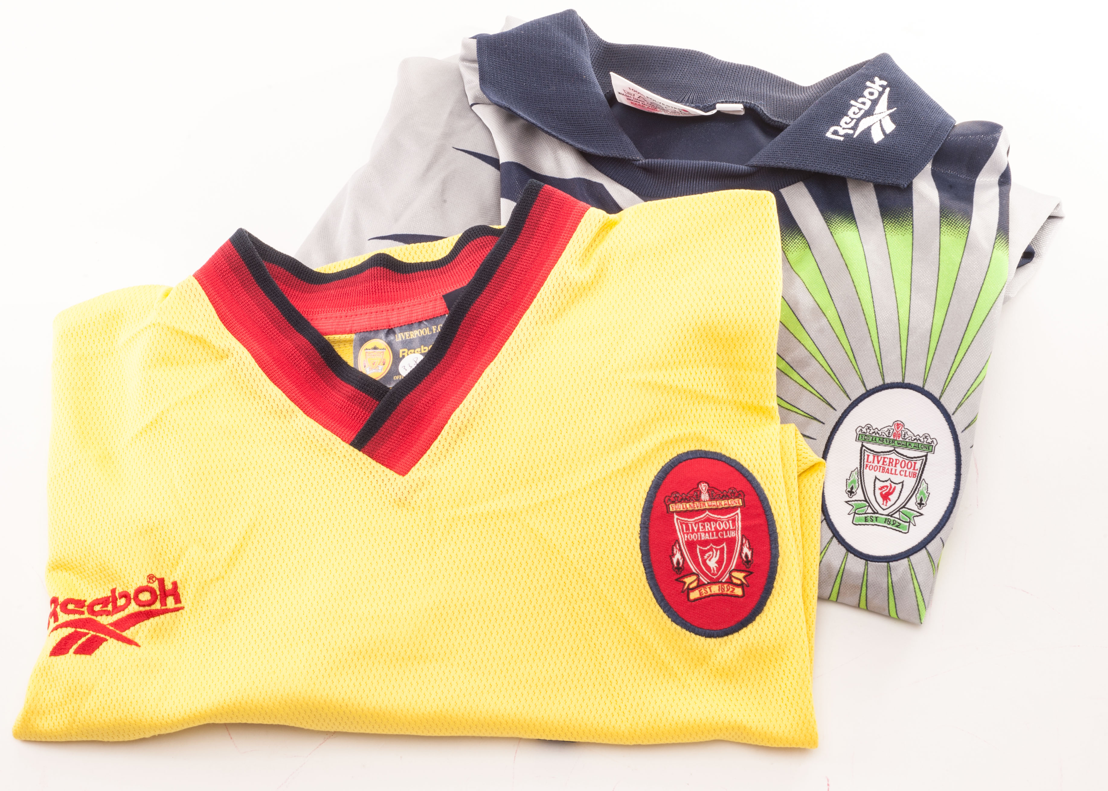 Football: Liverpool FC, a collection of 13 replica shirts, Liverpool FC jacket & two pairs of