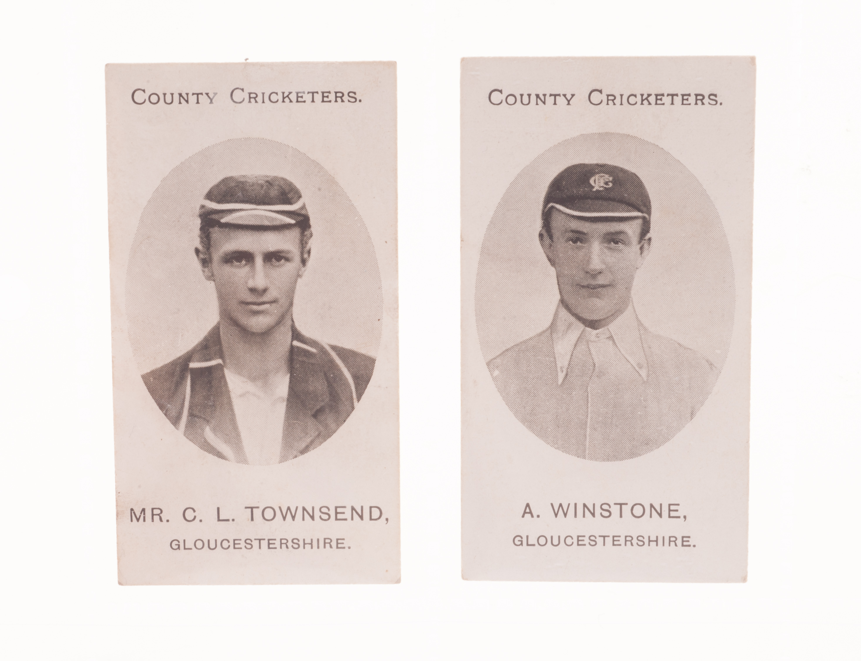 Cigarette cards: Cricket, Taddy, County Cricketers, Gloucestershire, two cards, Mr C.L. Townsend &