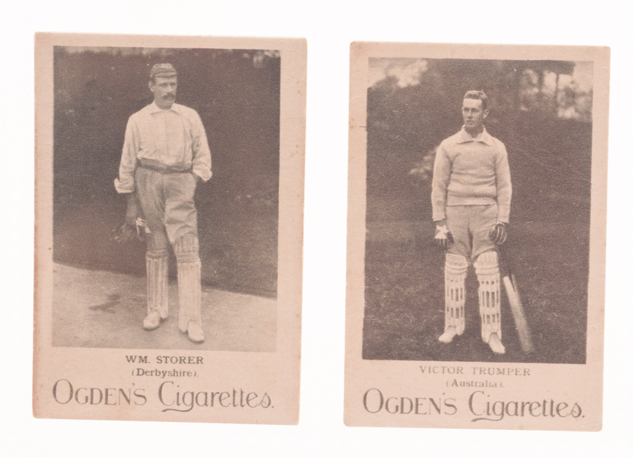 Cigarette cards: Cricket, Ogden`s, Cricketers & Sportsmen, two cards, WM. Storer, Derbyshire &