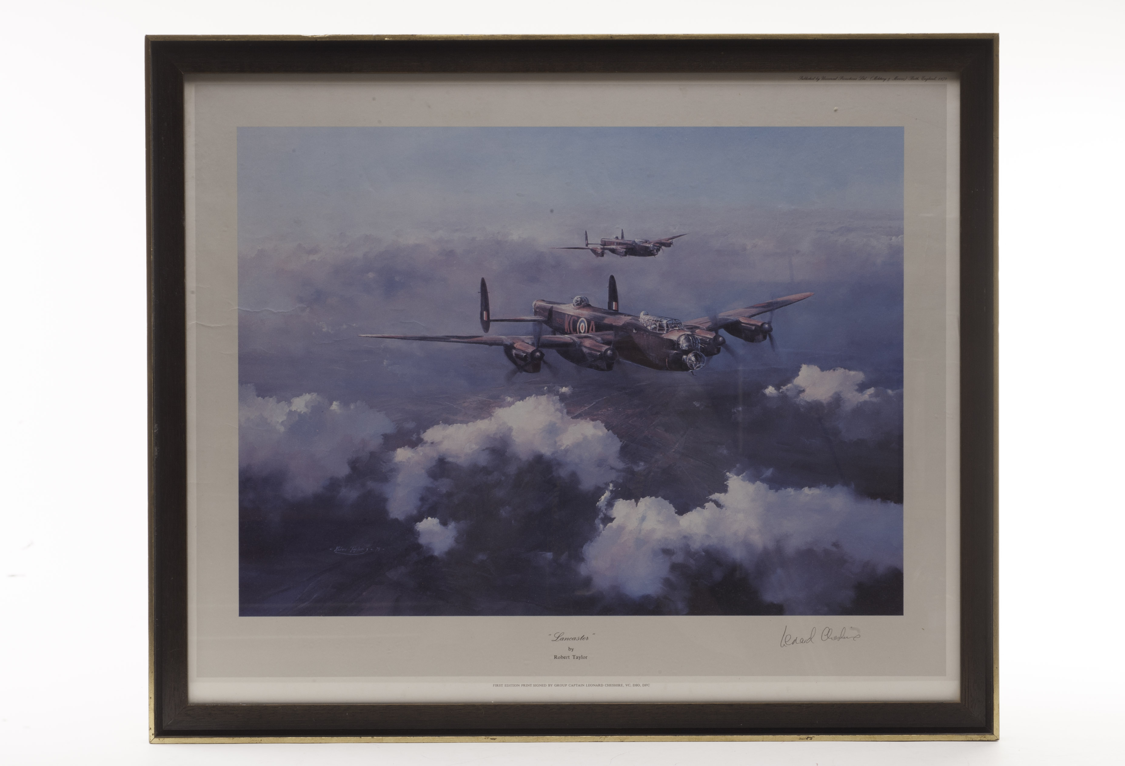 Aviation: WWII, a framed & glazed first edition print `Lancaster` by Robert Taylor, signed by
