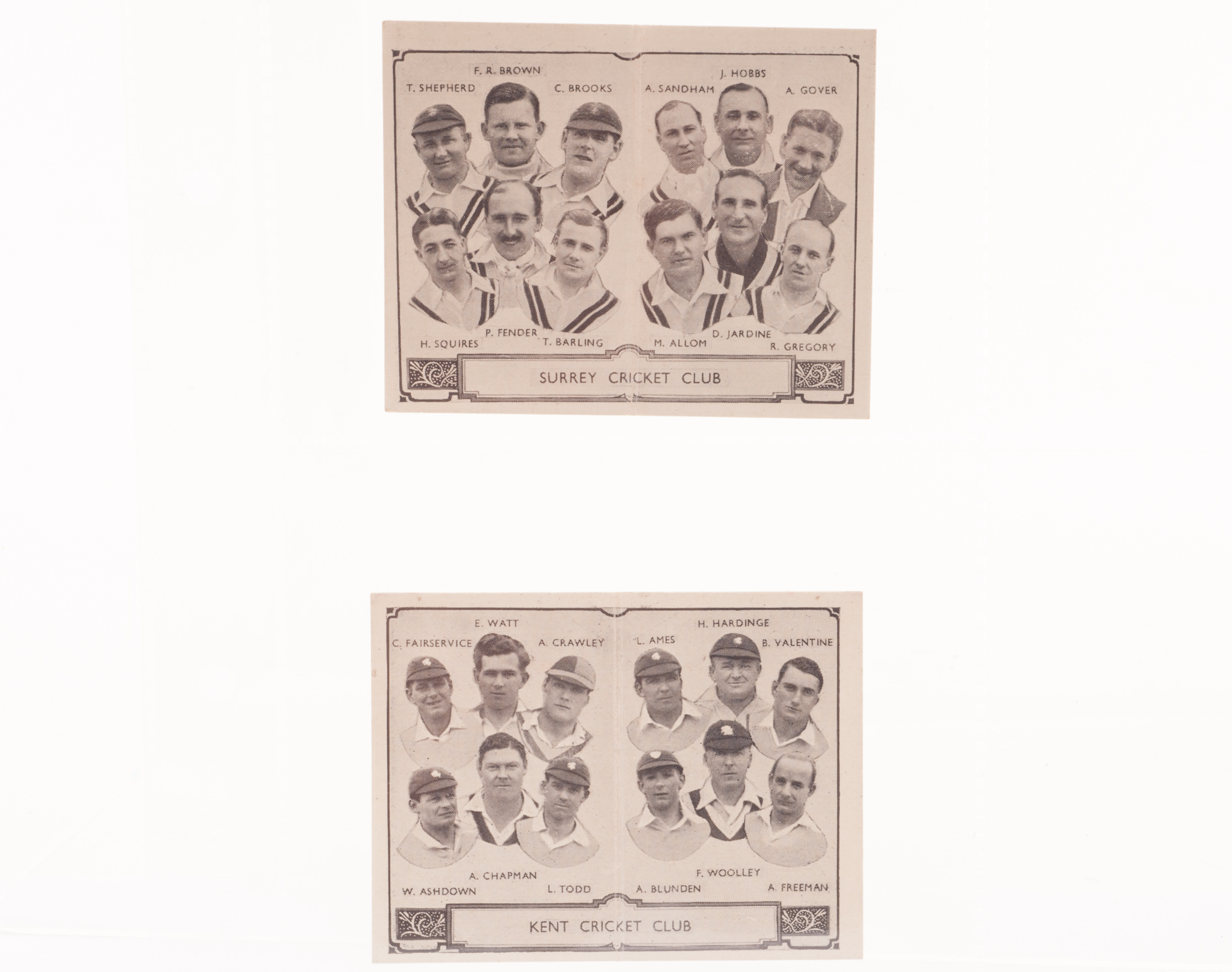 Trade cards: Cricket, Barratt`s, Cricket Team Folders (set, 20 folders) (gd)