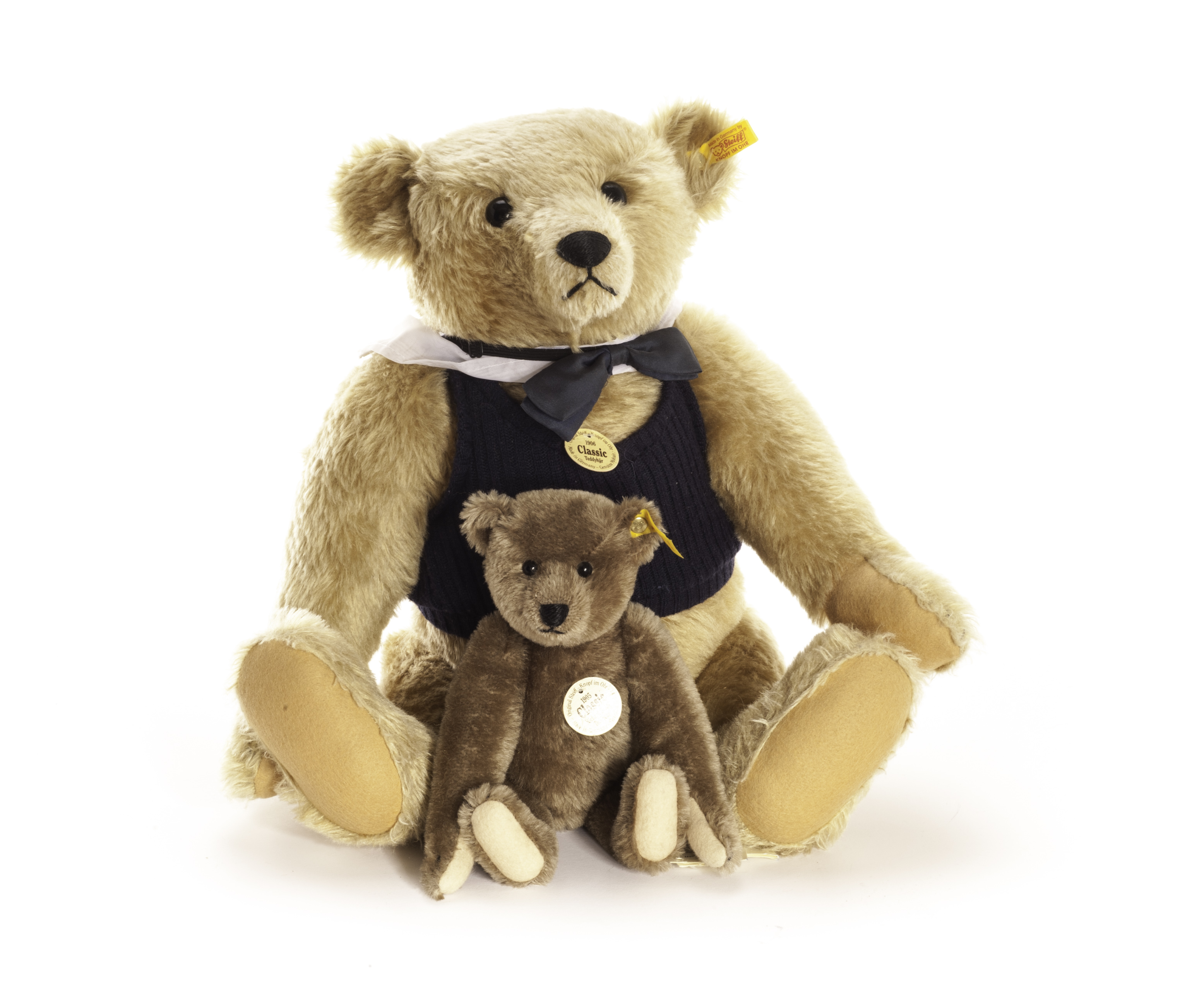 Steiff Classics 1905 Richard Steiff and 1906 Teddy Bears, both with chest tags and yellow ear