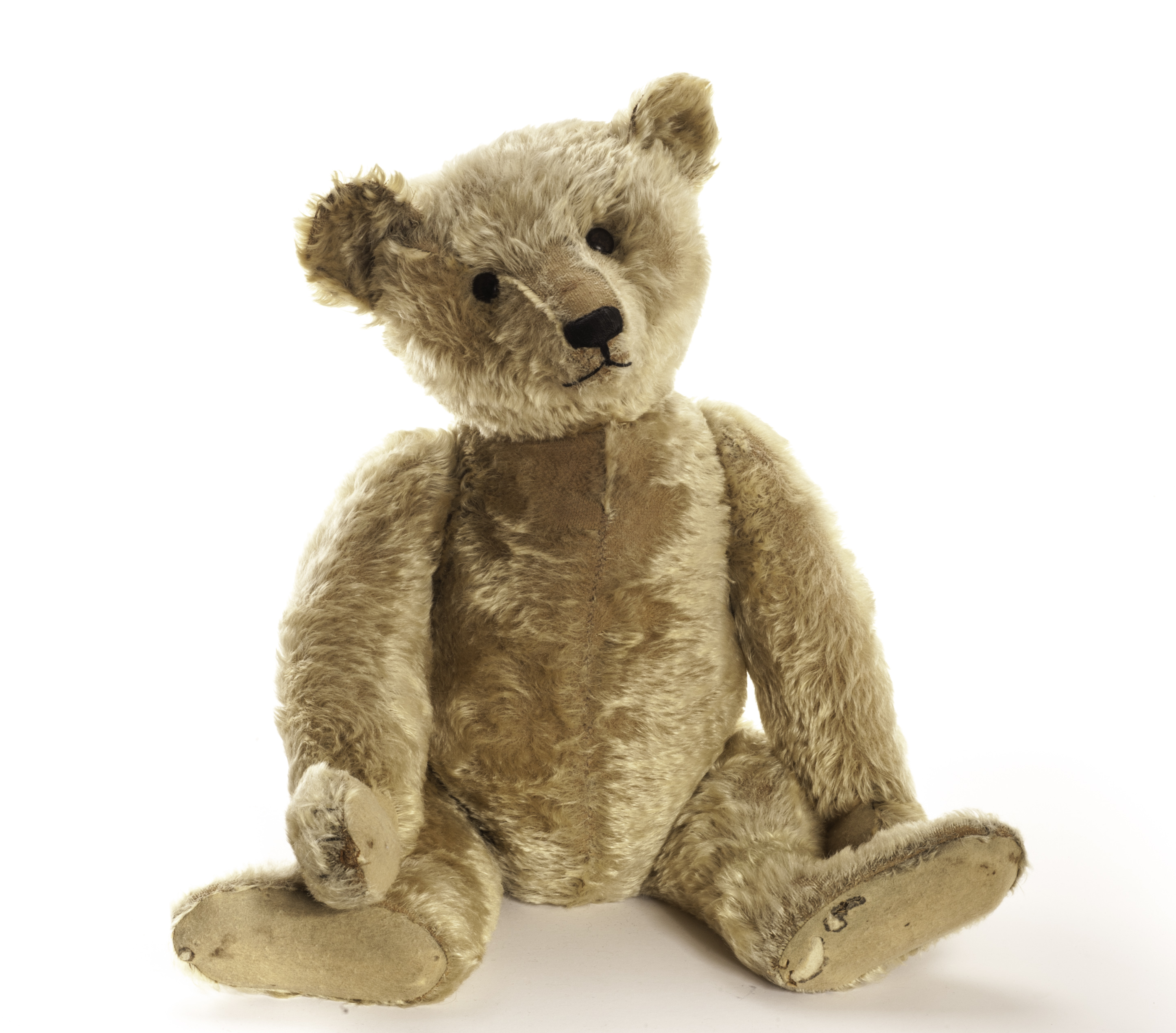A large early Steiff Teddy Bear, circa 1908, with blonde mohair, back boot button eyes, pronounced - Image 2 of 5