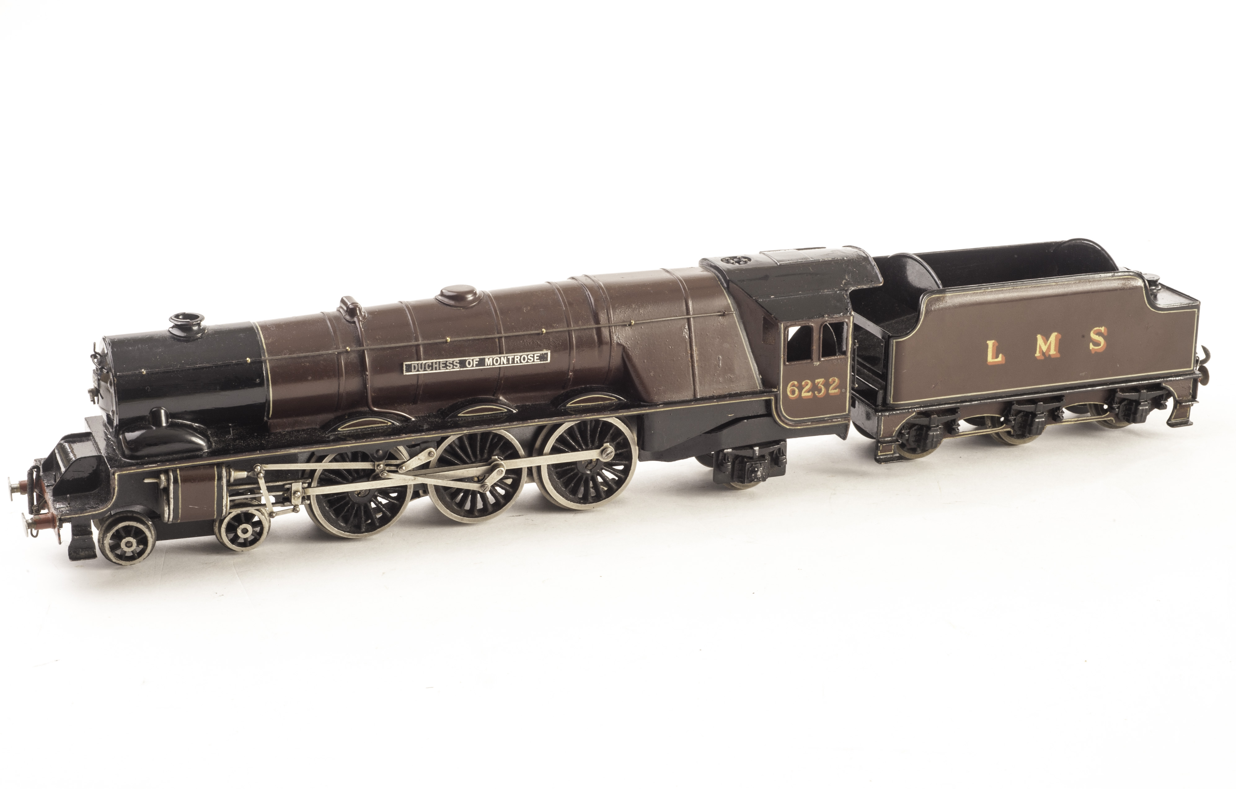 An uncommon Bassett-Lowke 0 Gauge 12v DC LMS crimson lake 4-6-2 ?Duchess of Montrose? without smoke