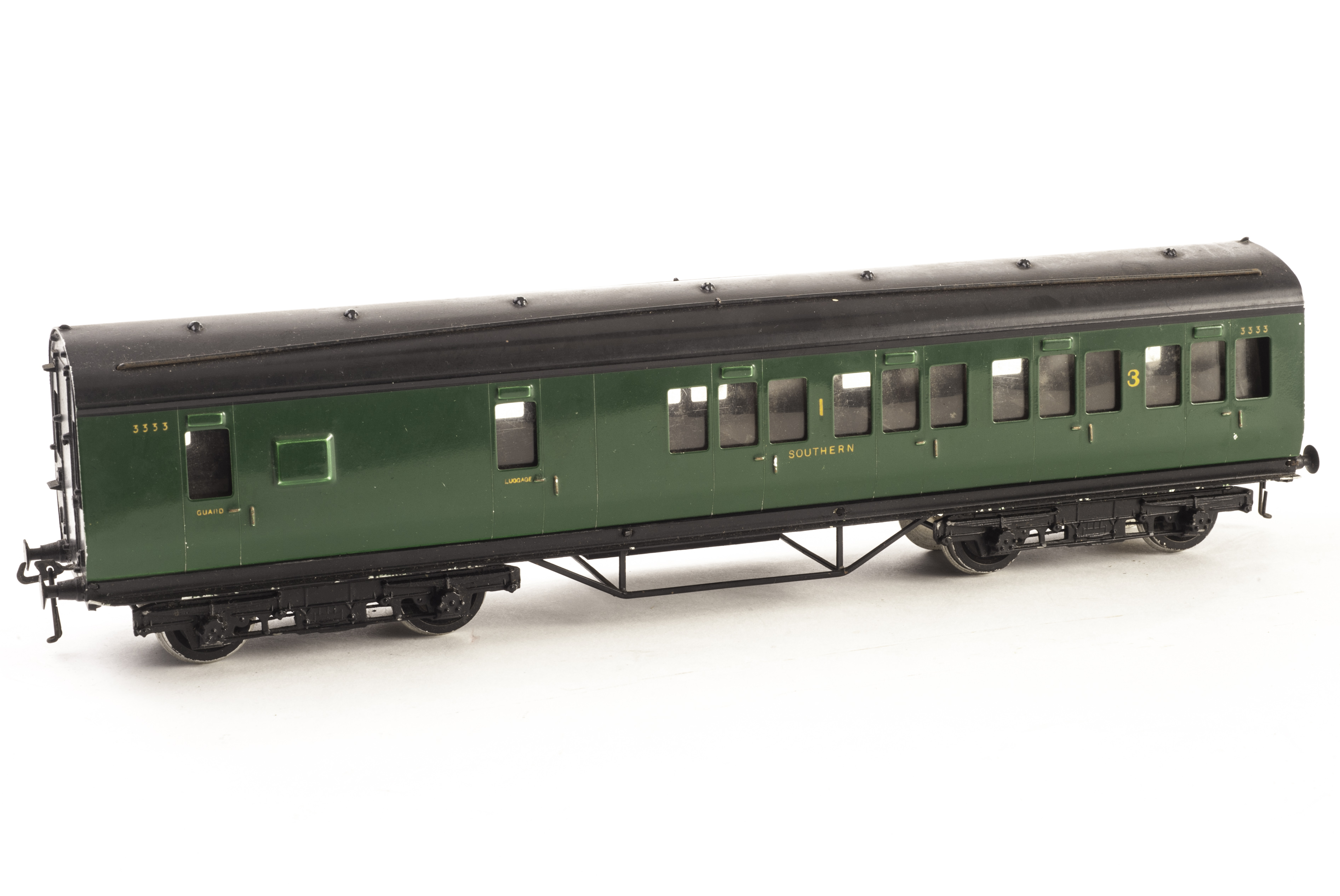 A Southern Railway 0 Gauge carriage by Exley: Brake/1st/3rd Composite No.3333, VG (slight rubbing