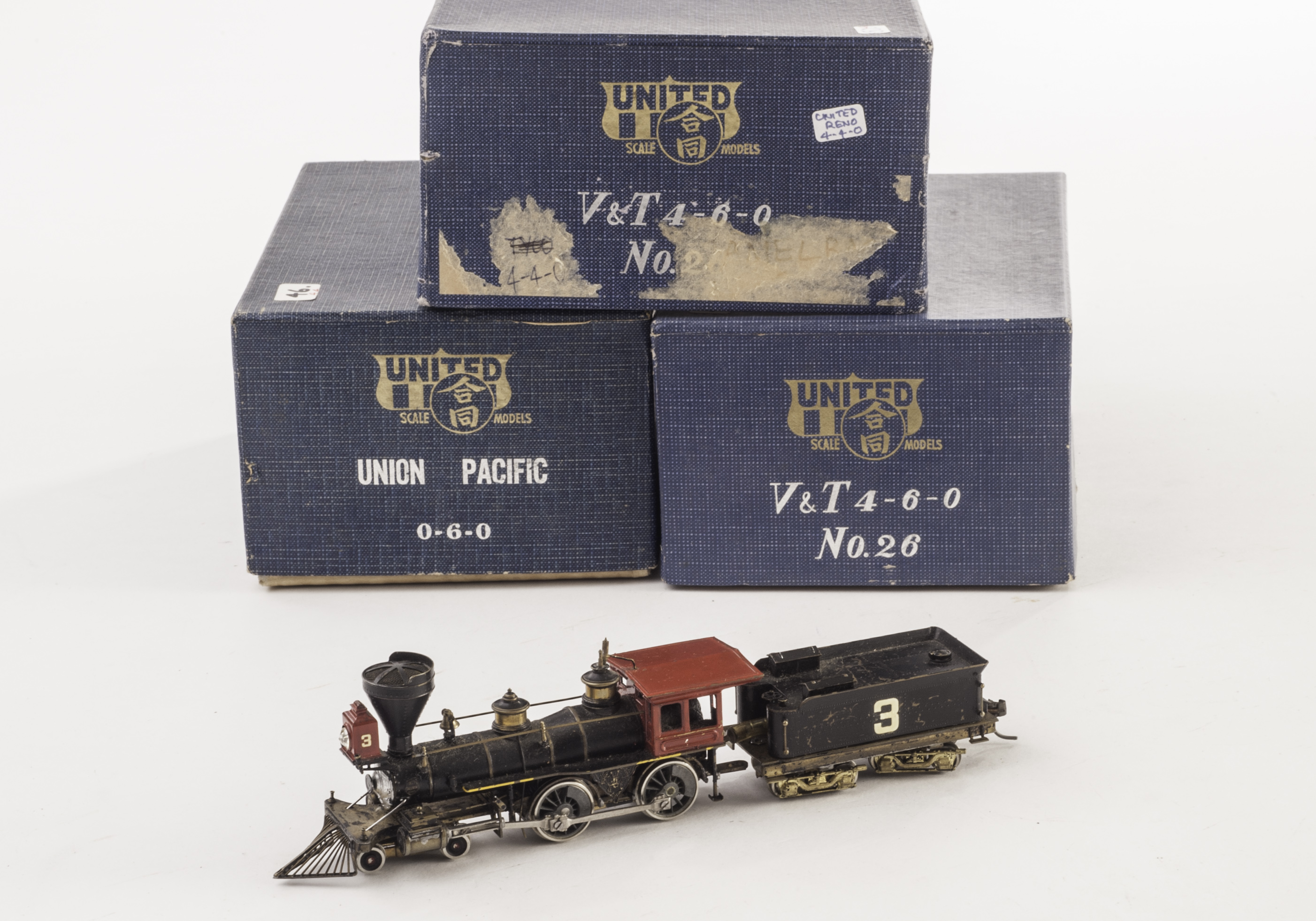 American HO scale Japanese brass locomotives by United Models: comprising Union Pacific 0-6-0