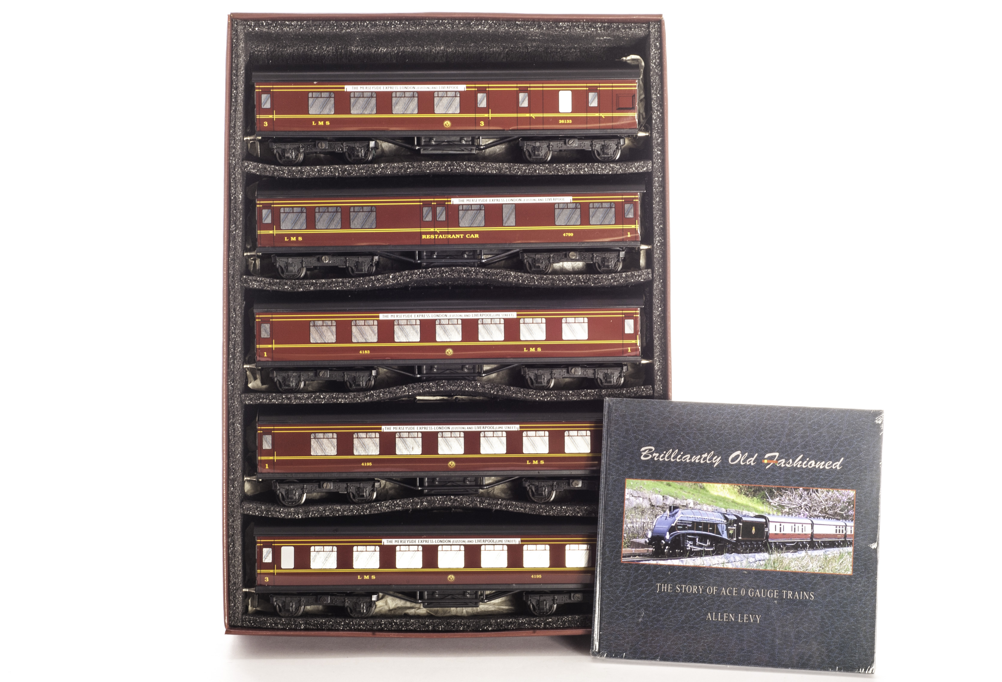 An ACE Trains LMS C2 5-Coach Set, comprising All 3rd, 3rd/Brake, Restaurant Car, All 1st and 1st /